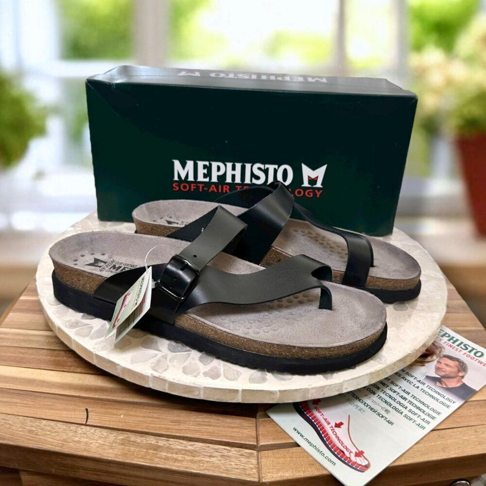 Mephisto Helen Air Soft Supportive Leather Toe Loop Sandal Slide Women 12 EU 42